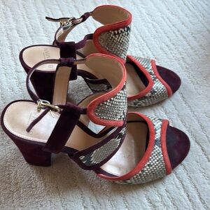 Alexandre Birman snakeskin suede block heels